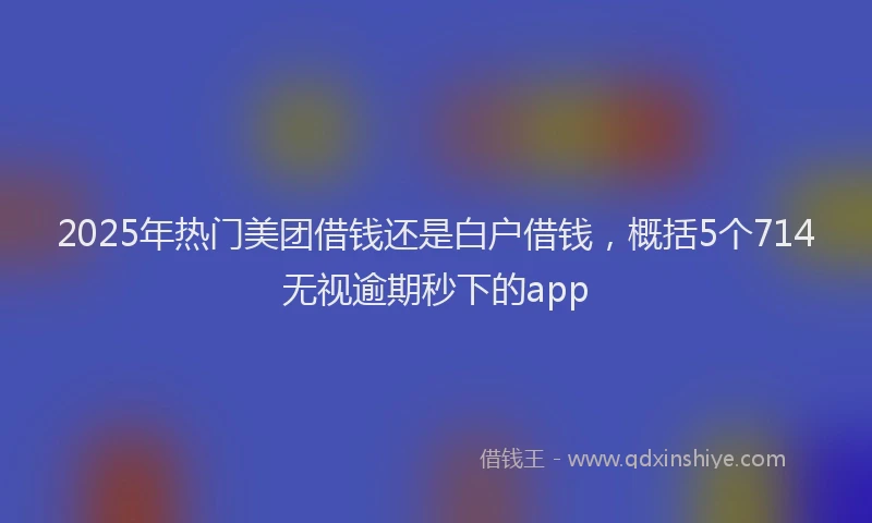 2025年热门美团借钱还是白户借钱，概括5个714无视逾期秒下的app