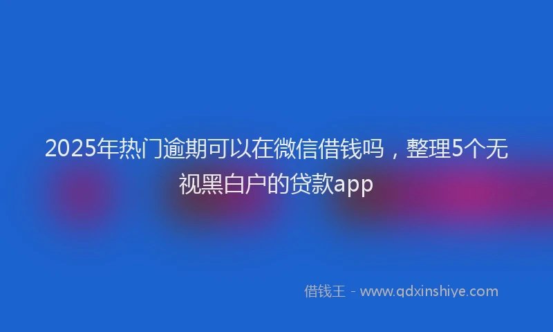 2025年热门逾期可以在微信借钱吗，整理5个无视黑白户的贷款app