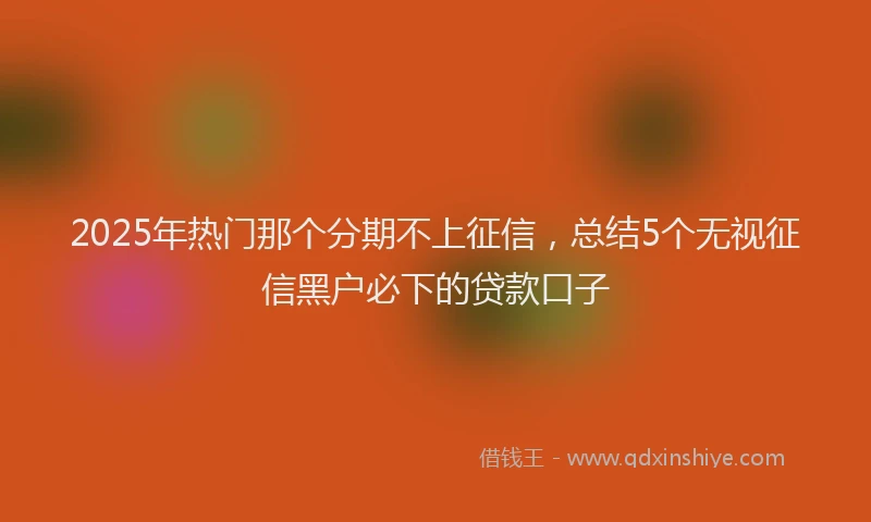 2025年热门那个分期不上征信，总结5个无视征信黑户必下的贷款口子