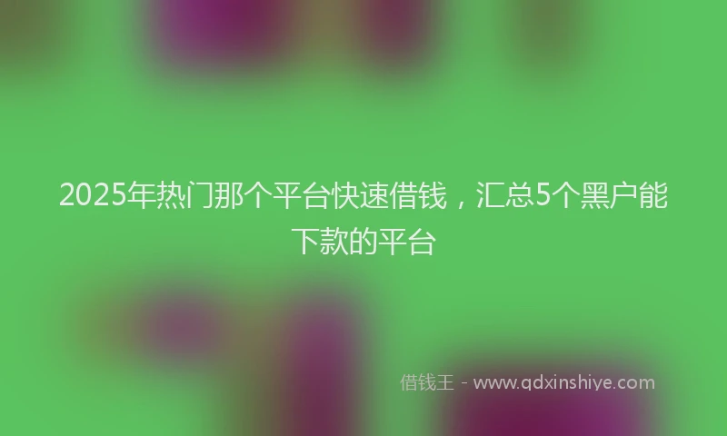 2025年热门那个平台快速借钱，汇总5个黑户能下款的平台