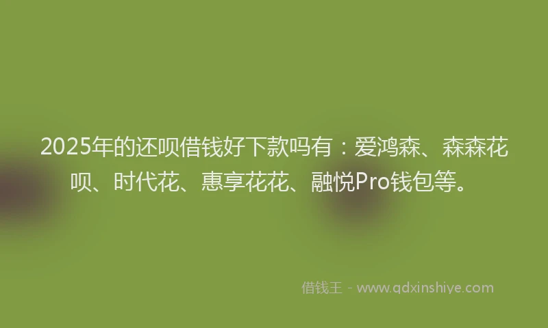 2025年的还呗借钱好下款吗有：爱鸿森、森森花呗、时代花、惠享花花、融悦Pro钱包等。