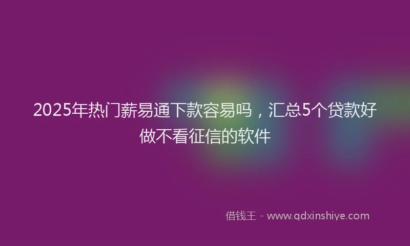 2025年热门薪易通下款容易吗，汇总5个贷款好做不看征信的软件