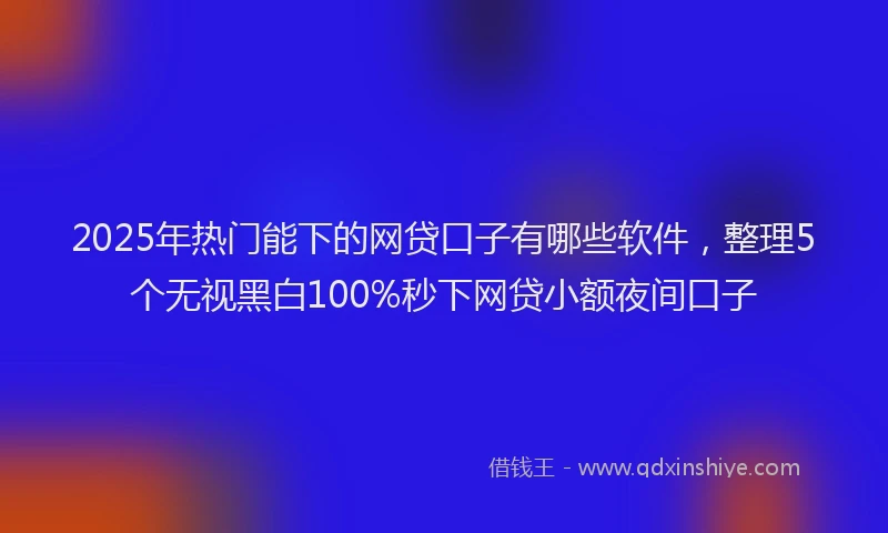 2025年热门能下的网贷口子有哪些软件，整理5个无视黑白100%秒下网贷小额夜间口子