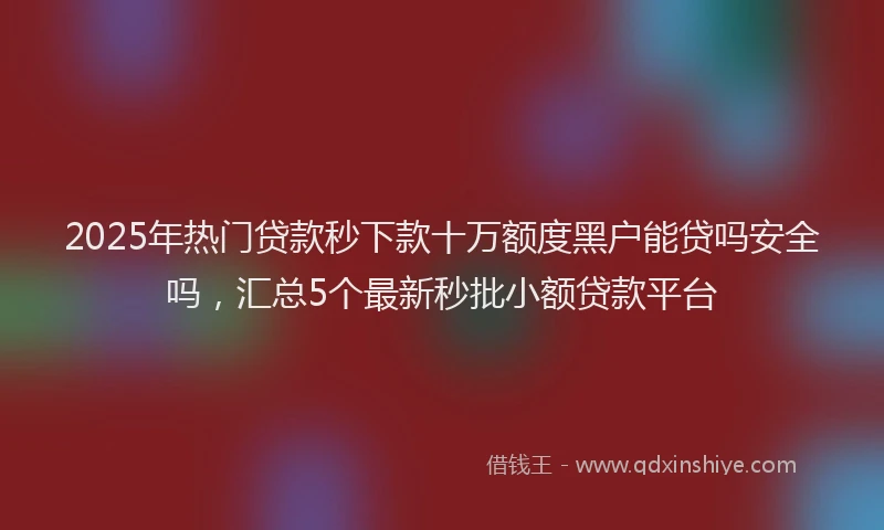 2025年热门贷款秒下款十万额度黑户能贷吗安全吗，汇总5个最新秒批小额贷款平台