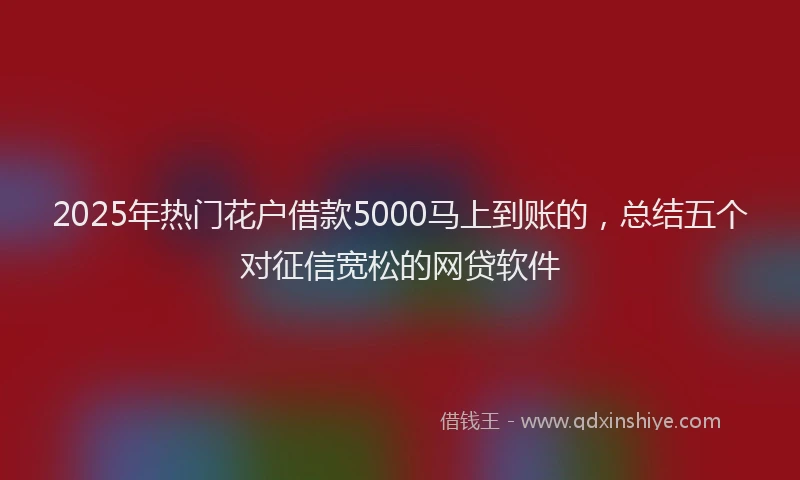 2025年热门花户借款5000马上到账的，总结五个对征信宽松的网贷软件