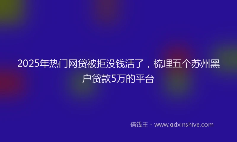 2025年热门网贷被拒没钱活了，梳理五个苏州黑户贷款5万的平台