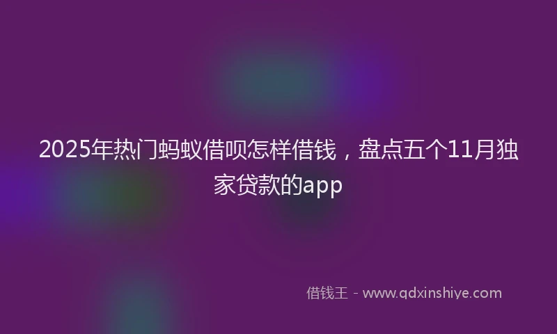 2025年热门蚂蚁借呗怎样借钱，盘点五个11月独家贷款的app
