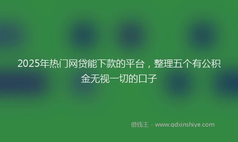 2025年热门网贷能下款的平台，整理五个有公积金无视一切的口子