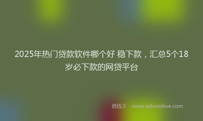 2025年热门贷款软件哪个好 稳下款，汇总5个18岁必下款的网贷平台