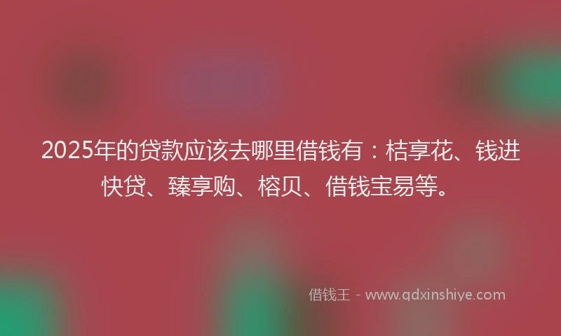 2025年的贷款应该去哪里借钱有：桔享花、钱进快贷、臻享购、榕贝、借钱宝易等。