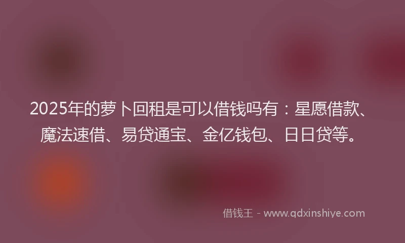 2025年的萝卜回租是可以借钱吗有：星愿借款、魔法速借、易贷通宝、金亿钱包、日日贷等。