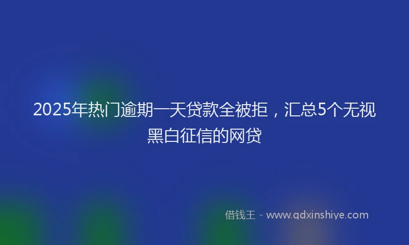 2025年热门逾期一天贷款全被拒，汇总5个无视黑白征信的网贷