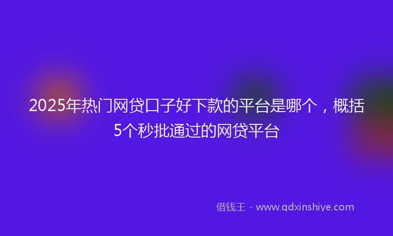 2025年热门网贷口子好下款的平台是哪个，概括5个秒批通过的网贷平台