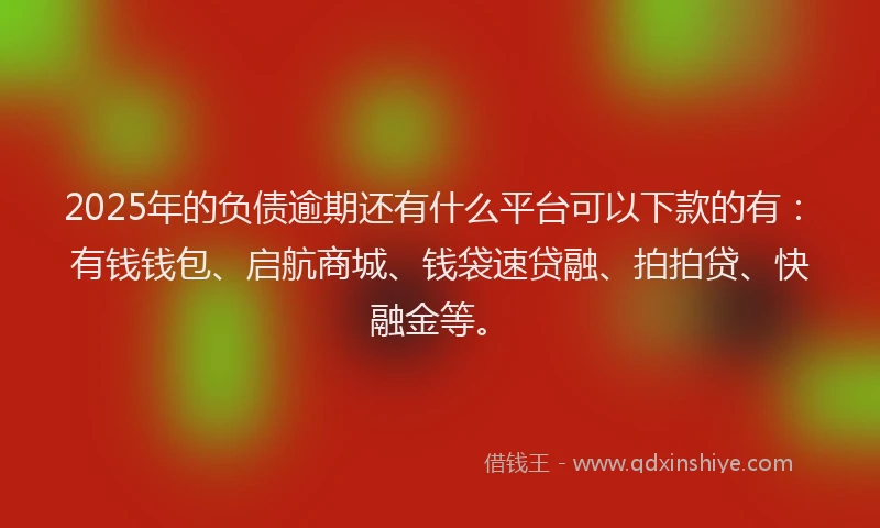 2025年的负债逾期还有什么平台可以下款的有：有钱钱包、启航商城、钱袋速贷融、拍拍贷、快融金等。