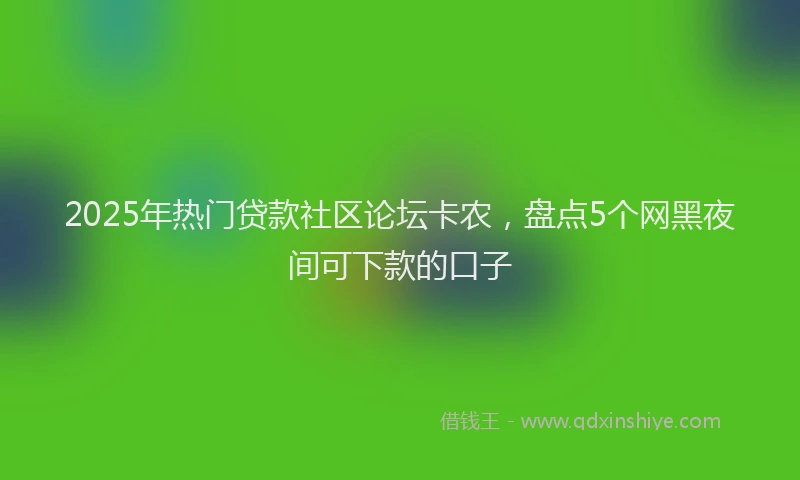 2025年热门贷款社区论坛卡农，盘点5个网黑夜间可下款的口子