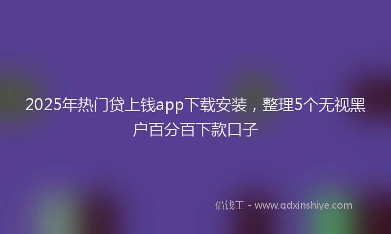 2025年热门贷上钱app下载安装，整理5个无视黑户百分百下款口子