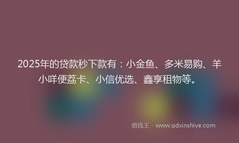 2025年的贷款秒下款有：小金鱼、多米易购、羊小咩便荔卡、小信优选、鑫享租物等。