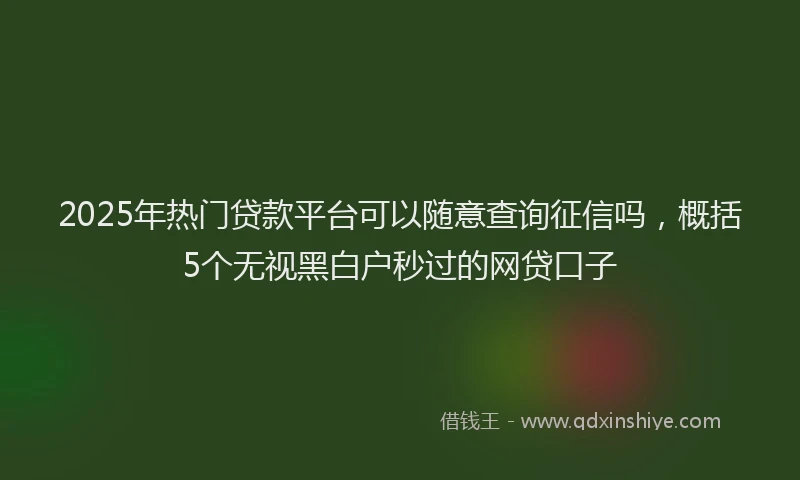 2025年热门贷款平台可以随意查询征信吗，概括5个无视黑白户秒过的网贷口子