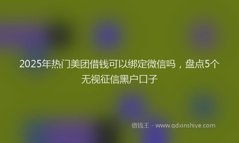 2025年热门美团借钱可以绑定微信吗，盘点5个无视征信黑户口子