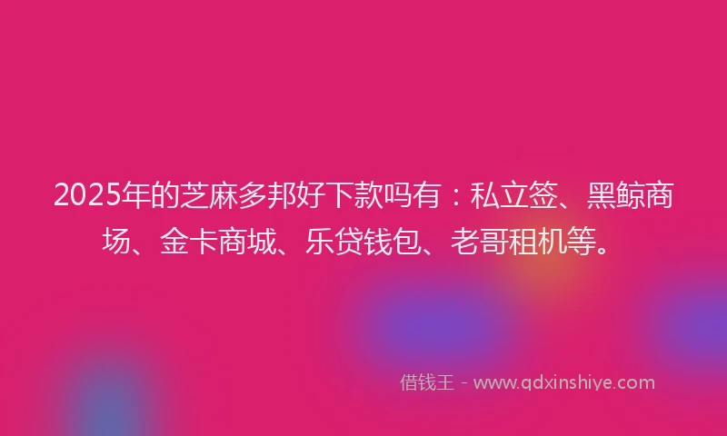 2025年的芝麻多邦好下款吗有：私立签、黑鲸商场、金卡商城、乐贷钱包、老哥租机等。