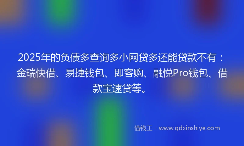 2025年的负债多查询多小网贷多还能贷款不有：金瑞快借、易捷钱包、即客购、融悦Pro钱包、借款宝速贷等。