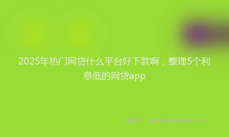2025年热门网贷什么平台好下款啊，整理5个利息低的网贷app