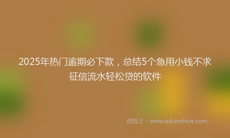 2025年热门逾期必下款，总结5个急用小钱不求征信流水轻松贷的软件