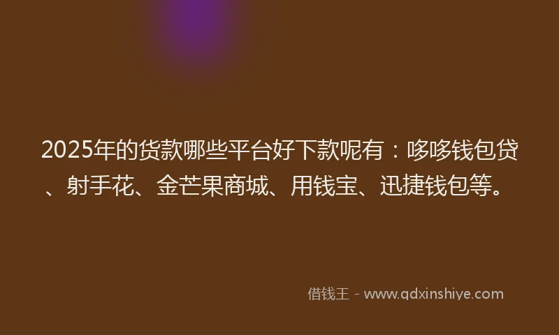 2025年的货款哪些平台好下款呢有：哆哆钱包贷、射手花、金芒果商城、用钱宝、迅捷钱包等。