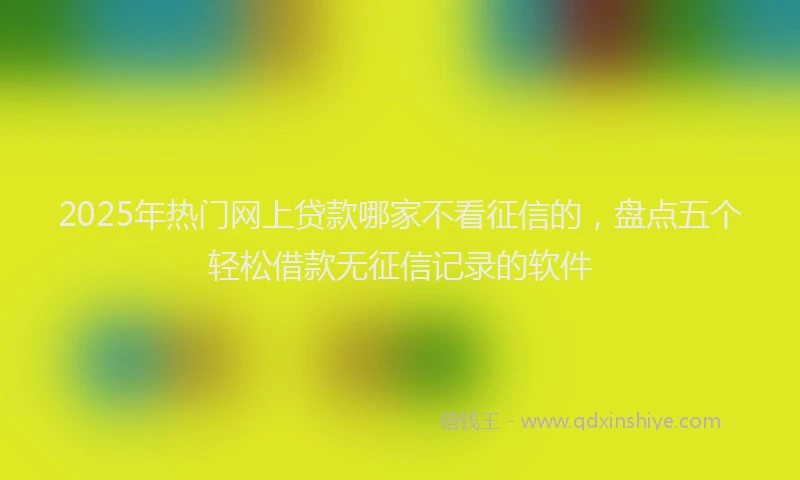 2025年热门网上贷款哪家不看征信的，盘点五个轻松借款无征信记录的软件
