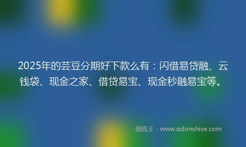 2025年的芸豆分期好下款么有：闪借易贷融、云钱袋、现金之家、借贷易宝、现金秒融易宝等。