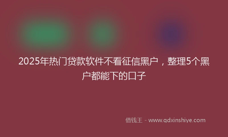 2025年热门贷款软件不看征信黑户，整理5个黑户都能下的口子