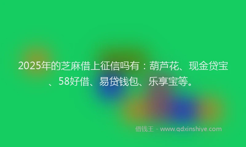 2025年的芝麻借上征信吗有：葫芦花、现金贷宝、58好借、易贷钱包、乐享宝等。