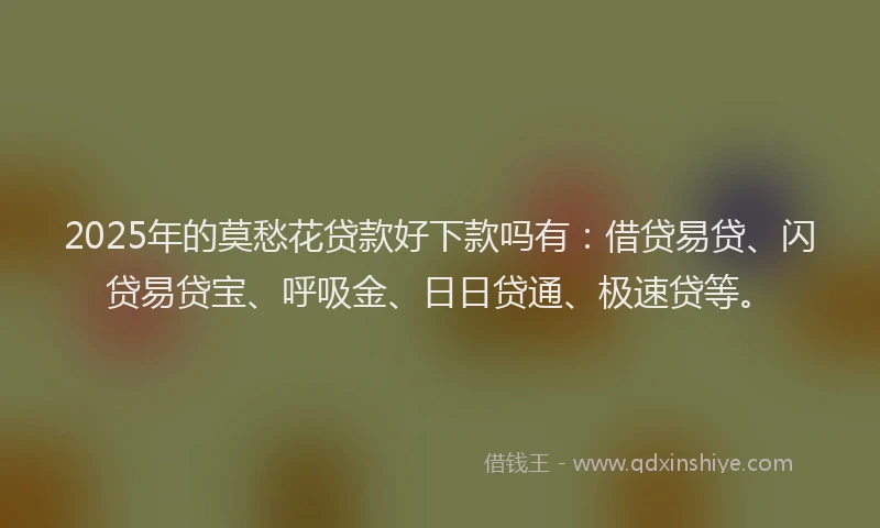 2025年的莫愁花贷款好下款吗有：借贷易贷、闪贷易贷宝、呼吸金、日日贷通、极速贷等。