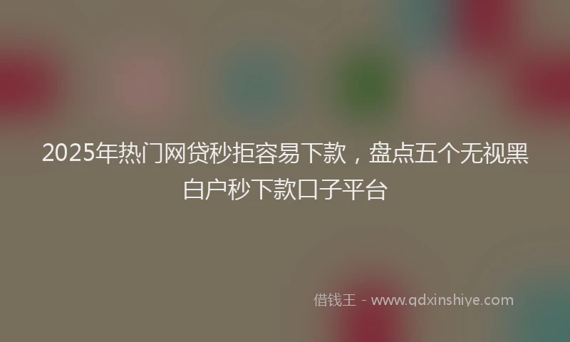 2025年热门网贷秒拒容易下款，盘点五个无视黑白户秒下款口子平台