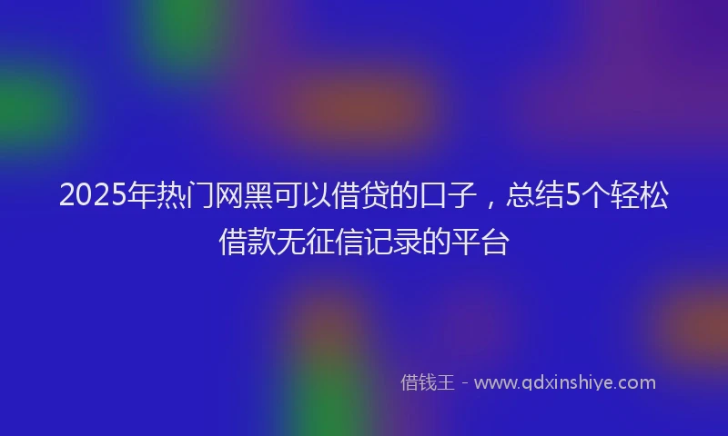 2025年热门网黑可以借贷的口子，总结5个轻松借款无征信记录的平台