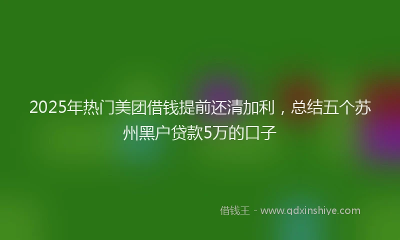 2025年热门美团借钱提前还清加利，总结五个苏州黑户贷款5万的口子