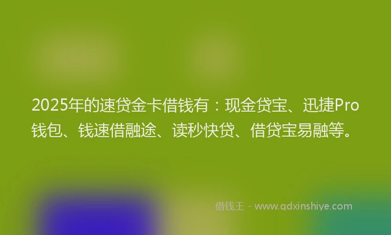 2025年的速贷金卡借钱有：现金贷宝、迅捷Pro钱包、钱速借融途、读秒快贷、借贷宝易融等。