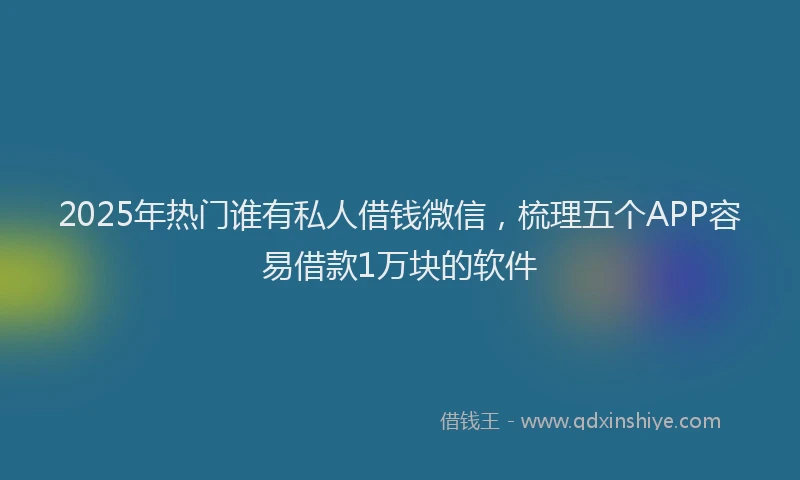 2025年热门谁有私人借钱微信，梳理五个APP容易借款1万块的软件