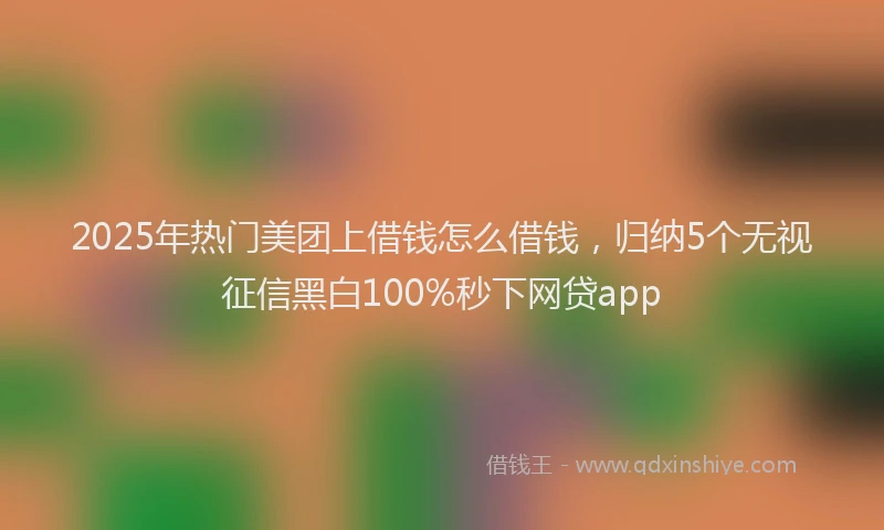 2025年热门美团上借钱怎么借钱，归纳5个无视征信黑白100%秒下网贷app