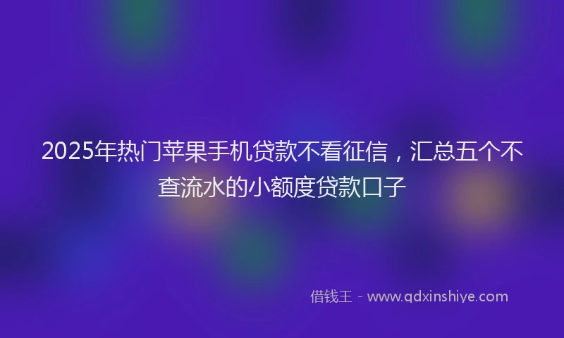 2025年热门苹果手机贷款不看征信，汇总五个不查流水的小额度贷款口子