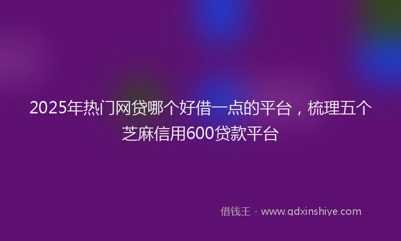 2025年热门网贷哪个好借一点的平台，梳理五个芝麻信用600贷款平台