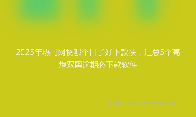 2025年热门网贷哪个口子好下款快，汇总5个高炮双黑逾期必下款软件