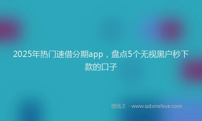 2025年热门速借分期app，盘点5个无视黑户秒下款的口子