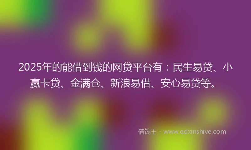2025年的能借到钱的网贷平台有：民生易贷、小赢卡贷、金满仓、新浪易借、安心易贷等。