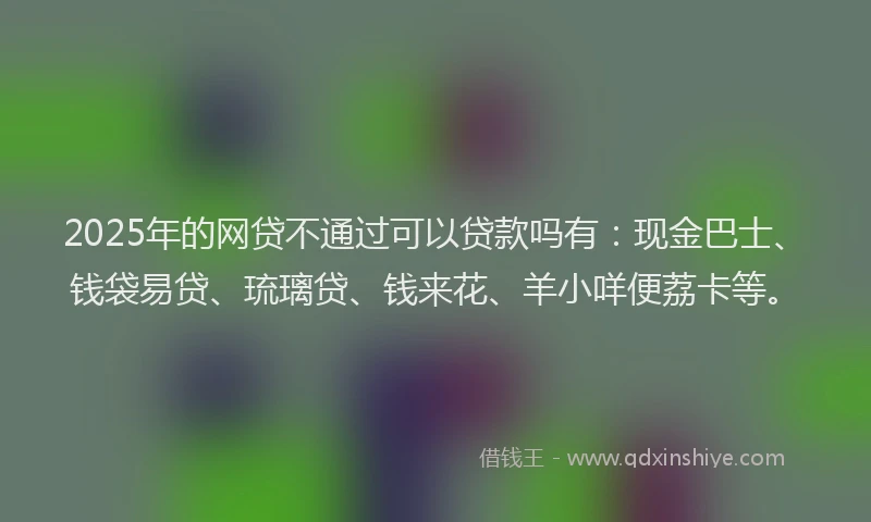 2025年的网贷不通过可以贷款吗有：现金巴士、钱袋易贷、琉璃贷、钱来花、羊小咩便荔卡等。