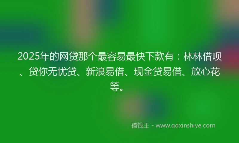 2025年的网贷那个最容易最快下款有：林林借呗、贷你无忧贷、新浪易借、现金贷易借、放心花等。