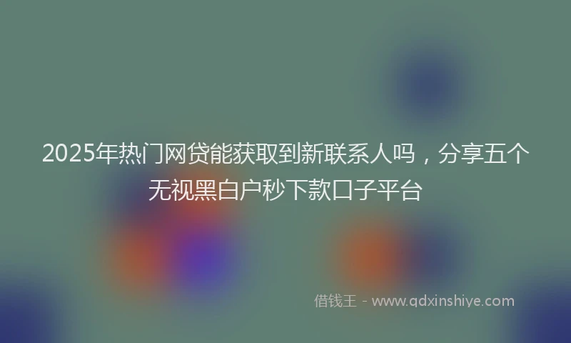 2025年热门网贷能获取到新联系人吗，分享五个无视黑白户秒下款口子平台