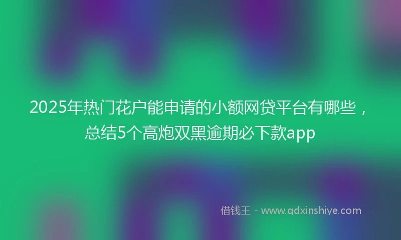 2025年热门花户能申请的小额网贷平台有哪些，总结5个高炮双黑逾期必下款app