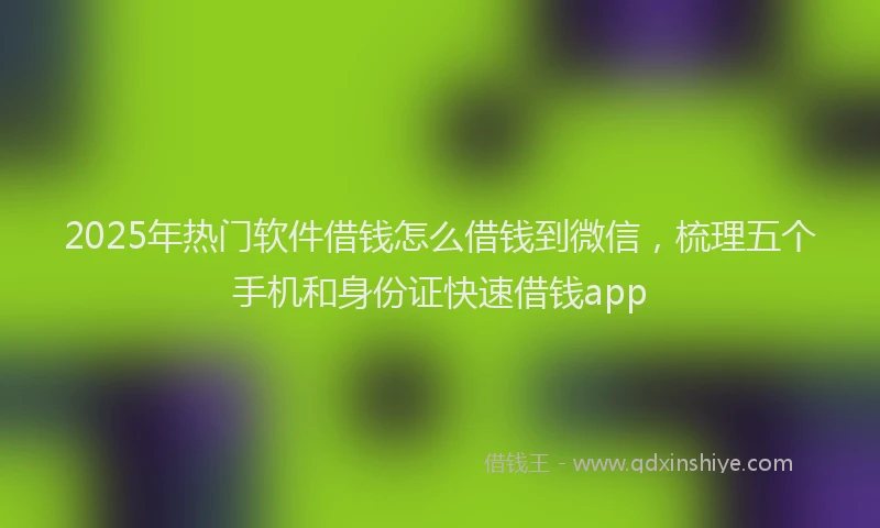 2025年热门软件借钱怎么借钱到微信，梳理五个手机和身份证快速借钱app