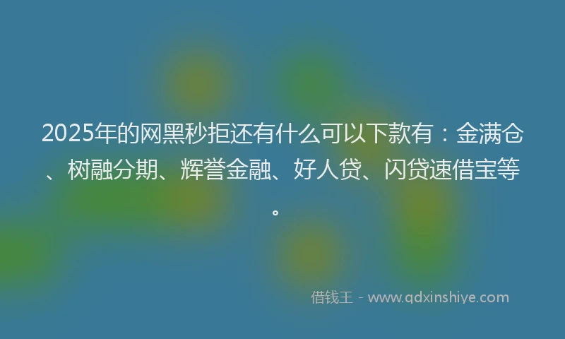 2025年的网黑秒拒还有什么可以下款有：金满仓、树融分期、辉誉金融、好人贷、闪贷速借宝等。